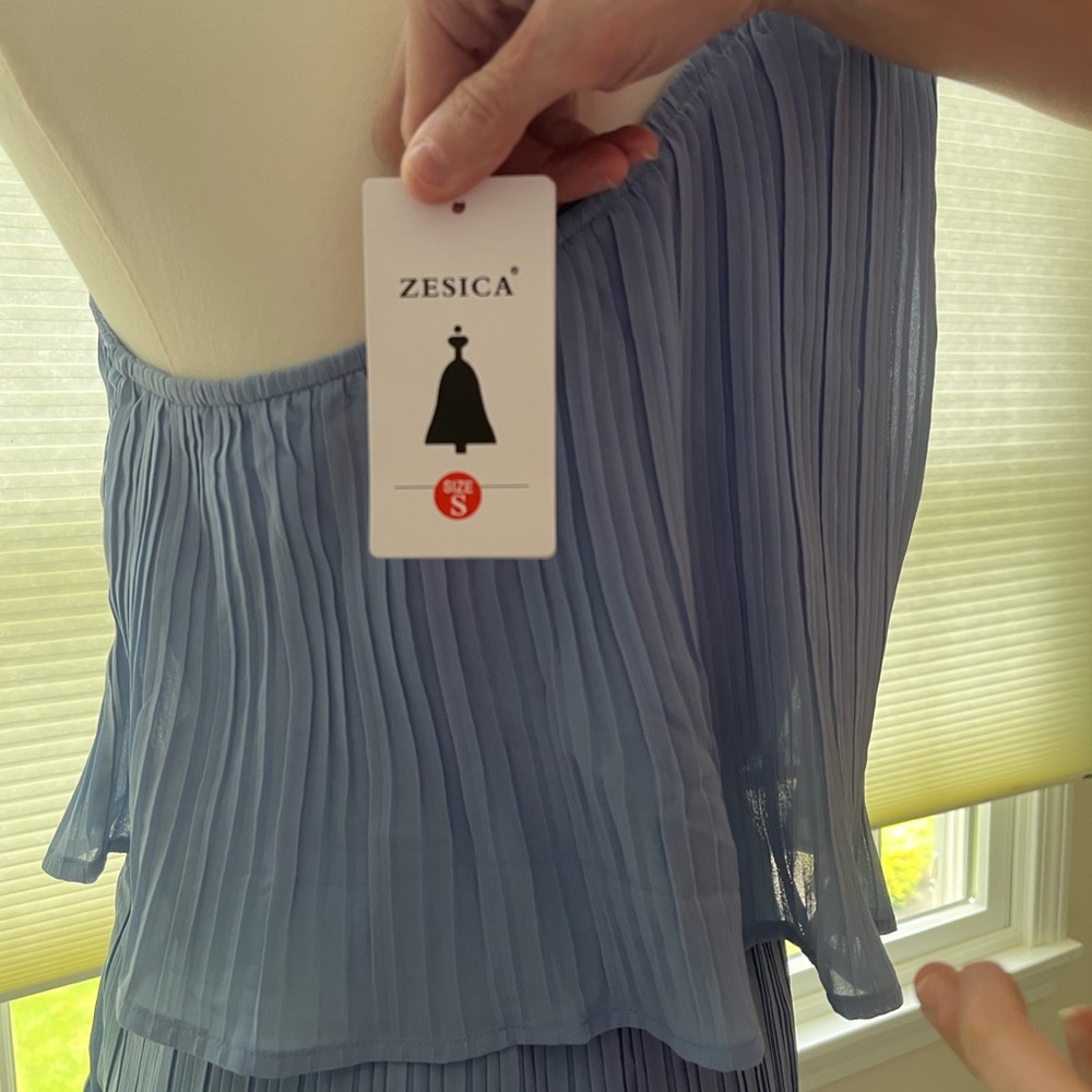 Blue One-Shoulder Ruffled Tiered Sundress - Picture 5 of 7